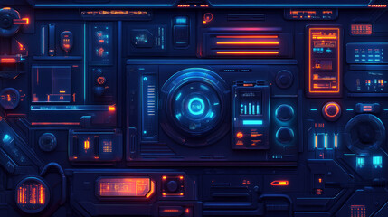 Fototapeta premium abstract futuristic background of blue glowing technology sci fi frame hud ui element