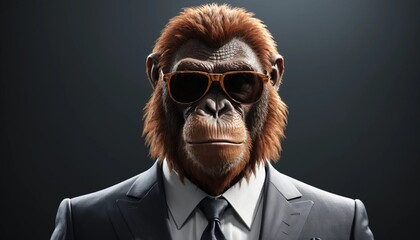 Fototapeta premium Portrait of a Gorilla in a Spy Suit