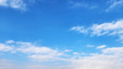Fototapeta premium The moon in the blue sky in day time in november