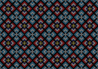 Seamless pixel and zigzag geometric pattern design.