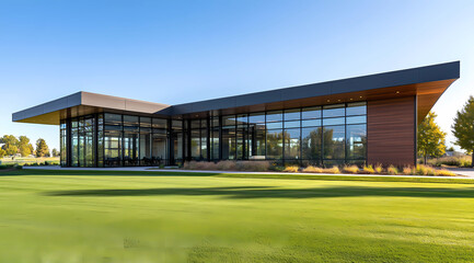 Obraz premium High-End Office Complex with Large Glass Windows for Spacious and Bright Workspaces