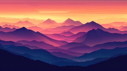 Fototapeta premium Majestic mountain view with layers of peaks fading into the distance.