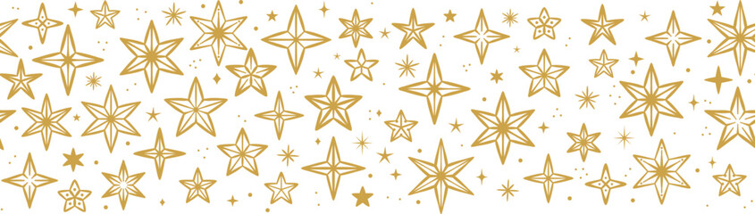 Obraz premium Gold star vector banner elegant festive winter holiday vintage seamless repeating border design