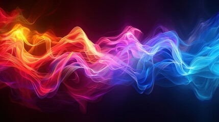 Fototapeta premium Vibrant Abstract Waves of Colorful Energy Flow and Dynamic Digital Luminous Effects Fiery Neon Glow Fluid Motion Bright Explosion of Light Modern Digital Art Background