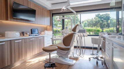 Modern dental professional demonstrating tools in a contemporary clinic.