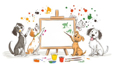 Fototapeta premium Playful Doodle Dog Illustrations for Creative Posters, Tags, and Banners with Text Space