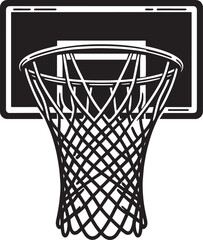 Basketball hoop net silhouette flat vector illustration isolated on white background