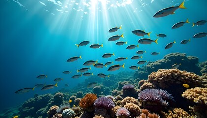 Obraz premium A Serene underwater vista showcasing A coral grade.