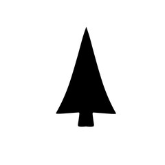 Fototapeta premium Christmas Tree Black silhouette. Evergreen tree collection. Pine trees. Different shapes. New Year winter emblem. Greeting card, banner, web, sticker template. Flat design. White background. Vector