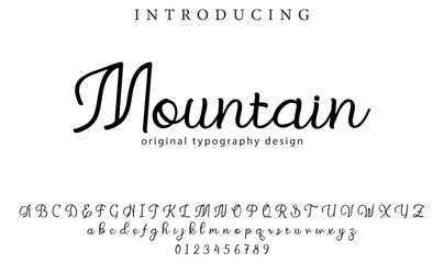 Mountain Font Stylish brush painted an uppercase vector letters, alphabet, typeface