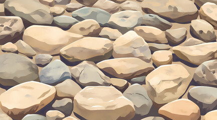 Obraz premium Zoomed-In View of Smooth River Rocks in Earthy Tones for Natural, Calming Designs