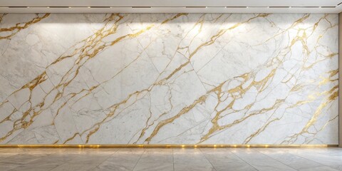 White and gold marbled wall with a subtle sheen, refined look, elegant design, gold leaf, sophisticated decor, metallic tile