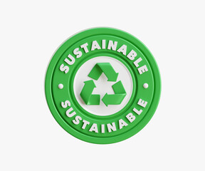 Sustainable Badge 3D Illustration