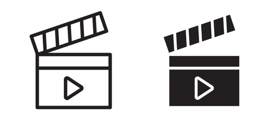 Film clapperboard liner icon vector set.
