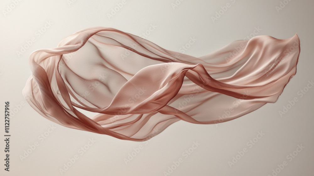 Poster Soft mocha fabric elegantly flows through the air, showcasing its delicate texture and inviting warmth in a serene setting