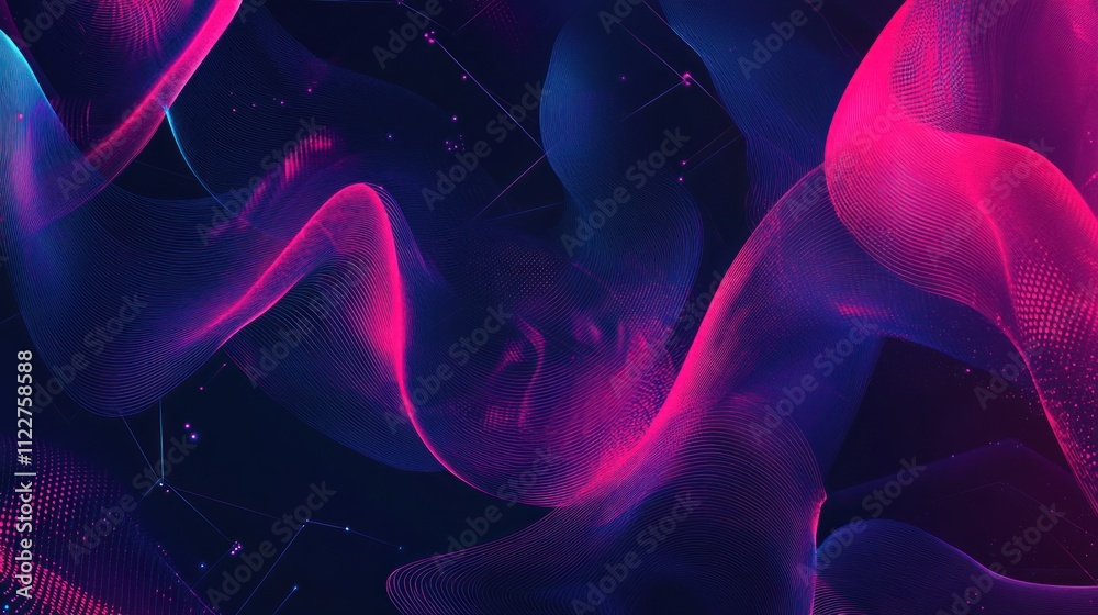 Poster dynamic communication nodes and lines design with subtle futuristic accents.