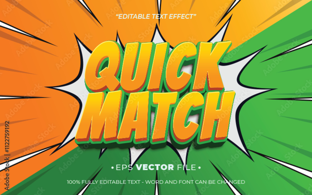 Poster quick match 3d text effect editable vector