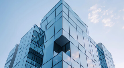 High-rise office tower with expansive glass windows and sleek architecture.