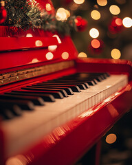 Christmas piano concert red piano keyboard