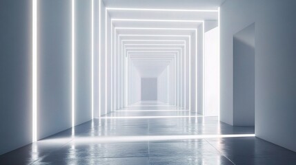 Obraz premium Minimalistic Geometric White Tunnel with Soft Light Effect