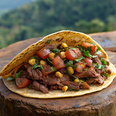 beef taco in corn tortilla
