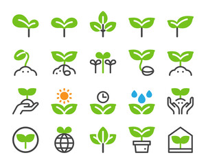 plant and sprout icon set