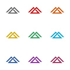 Roof logo icon isolated on white background. Set icons colorful