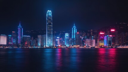 Naklejka premium mesmerizing time-lapse of pastel lights weaving through a city's skyline. Over black Studio