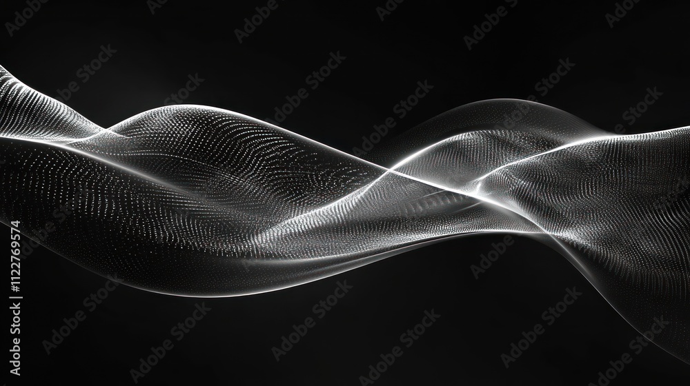 Poster surreal particle flow integrated into a futuristic mesh design for conceptual projects.