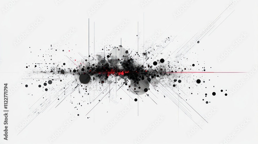 Poster technology-inspired abstract design with dynamic waves and nodes for network representation.