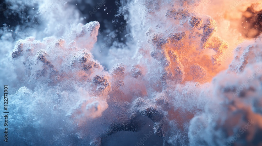 Poster technology-inspired particle mesh with realistic details and subtle depth.