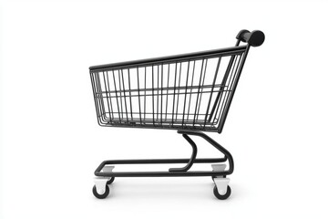 Black Shopping Cart on White Background