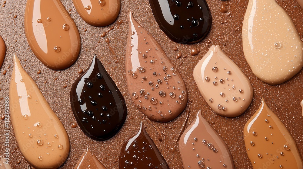 Aufkleber vivid drops of mocha paint in various shades create an artistic layout, highlighting the intricate d