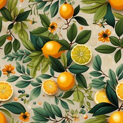 Fruit seamless collage pattern