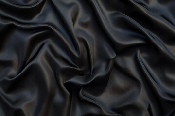 Fototapeta premium Elegant Draped Black Satin Fabric Texture