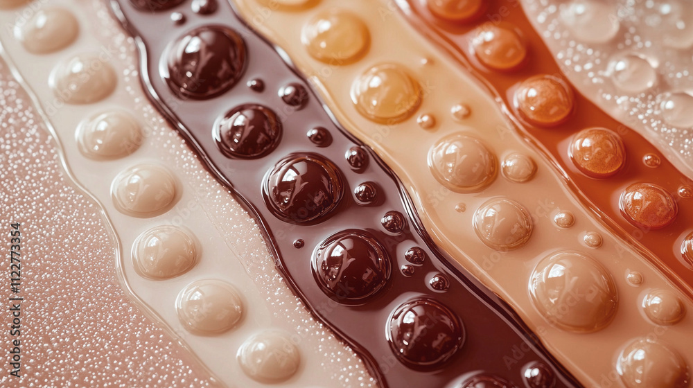 Poster Rich layers of mocha create an inviting visual experience, showcasing a harmonious blend of creamy hues and glossy bubbles