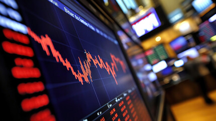 Close up of a digital stock market screen showing a graph trending upwards symbolizing stock buybacks with a blurred background showing financial charts and candlestick patterns.