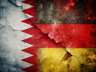 Candid Photography of the National Flags of Germany and Bahrain on a Grunge Background Highlighting Cultural Heritage and Unity