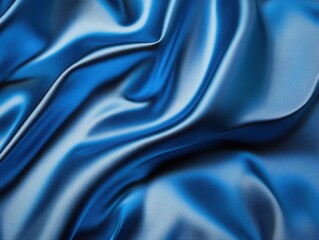 Obraz premium Elegant Blue Satin Fabric Draped with Soft Curves