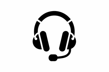 Simple Black and White Headphones Icon. Headphone logo. 