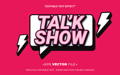 Fototapeta premium Tal'k Show 3d text effect editable vector