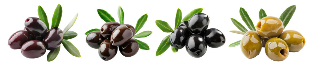 Assorted Olives Set Isolated Transparent Background PNG Image
