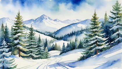 Fototapeta premium Ski resort wonderland with majestic mountains and snow-covered trails capturing the essence of winter wonder