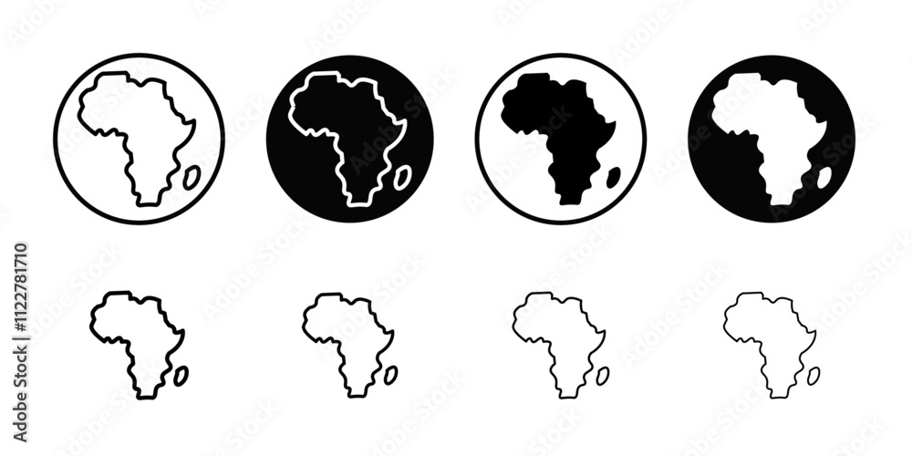 Poster africa map icon outline vector for web ui