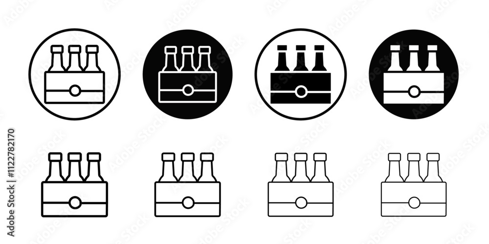 Poster beer bottles in basket icon Outline vector for web ui