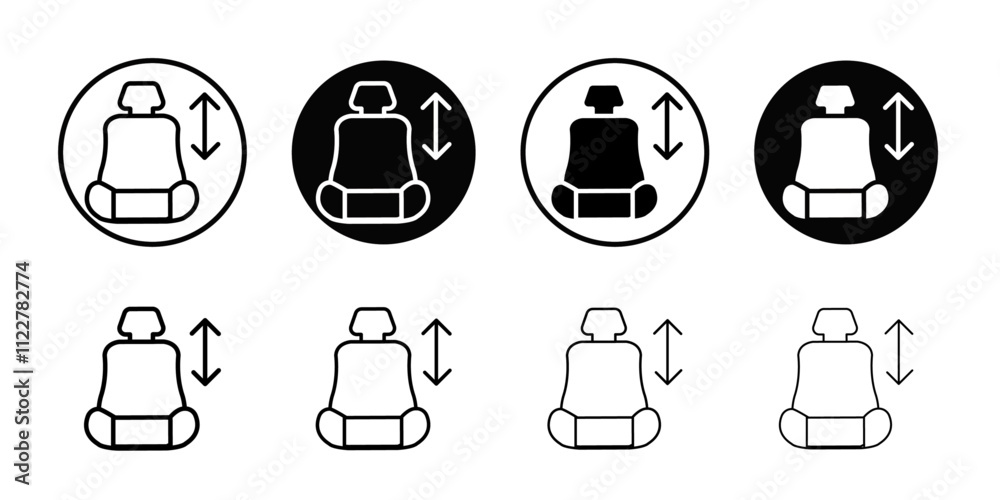 Poster car seat adjustment icon outline vector for web ui