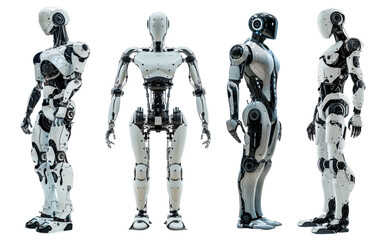 Futuristic Robots Set Isolated Transparent Background PNG Image