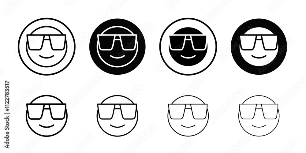 Aufkleber Cool Emoji Icon Outline vector for web ui