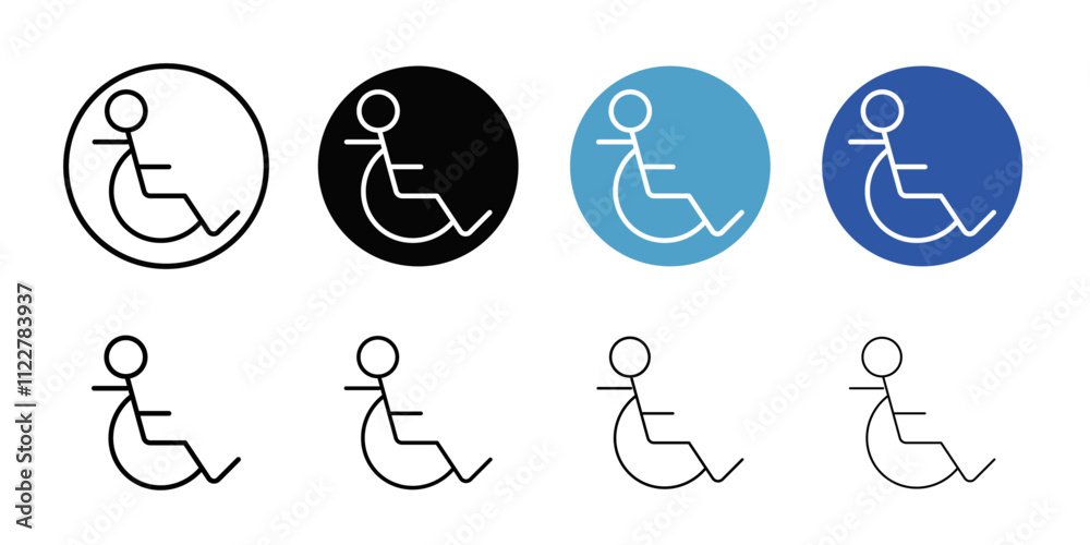 Poster disability wheel chair icon outline vector for web ui