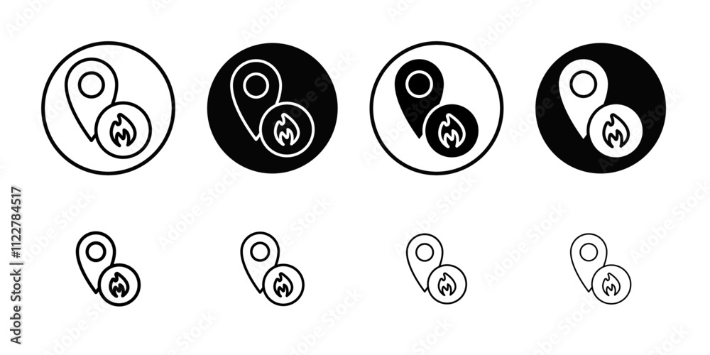 Poster fire location icon outline vector for web ui